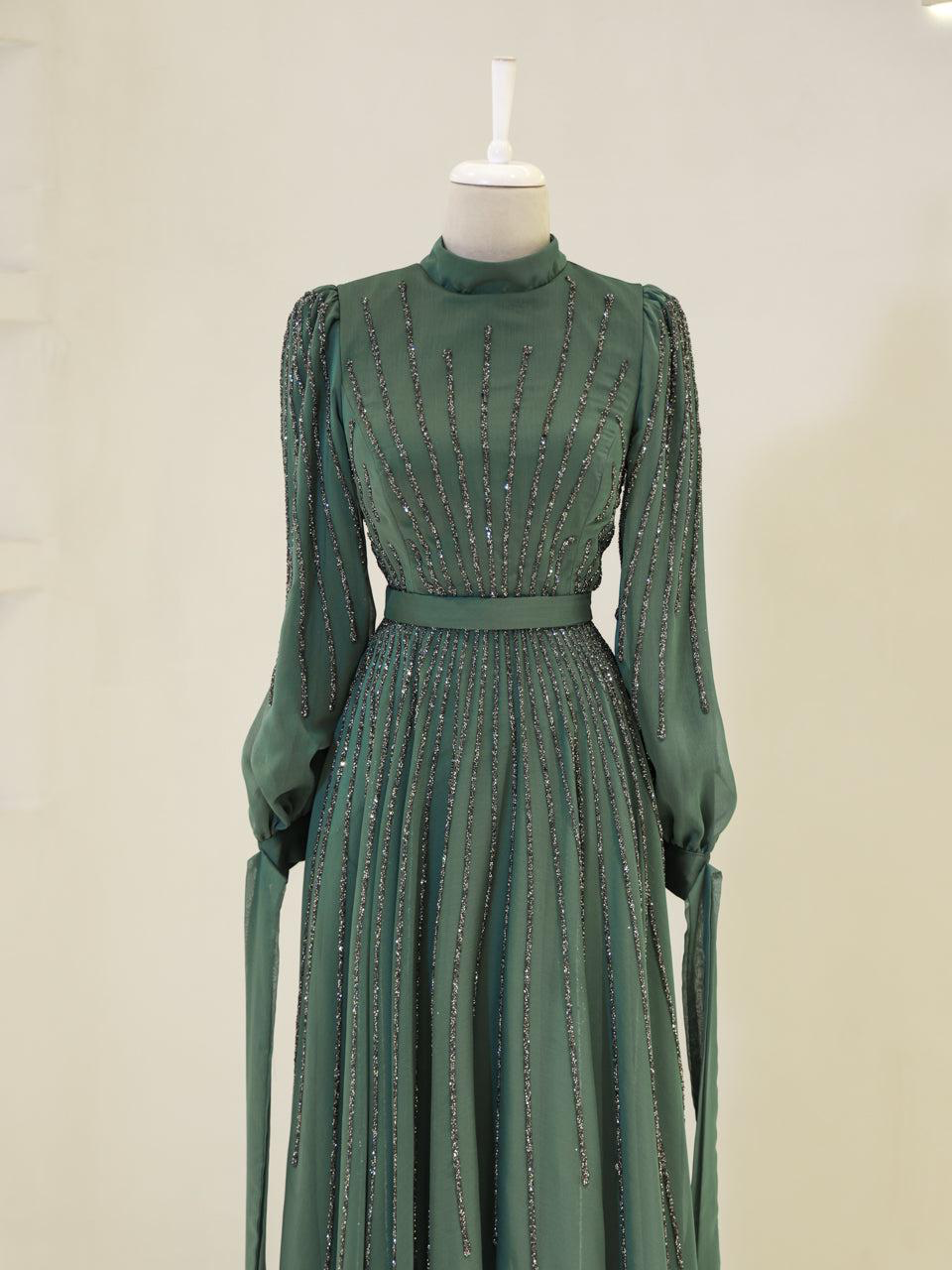 Sienna - Modest Long Sleeve Embellished Gown