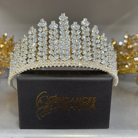 Diadème de mariée - Couronne en argent et zircone - Quinceañera - Accessoires de tête 001