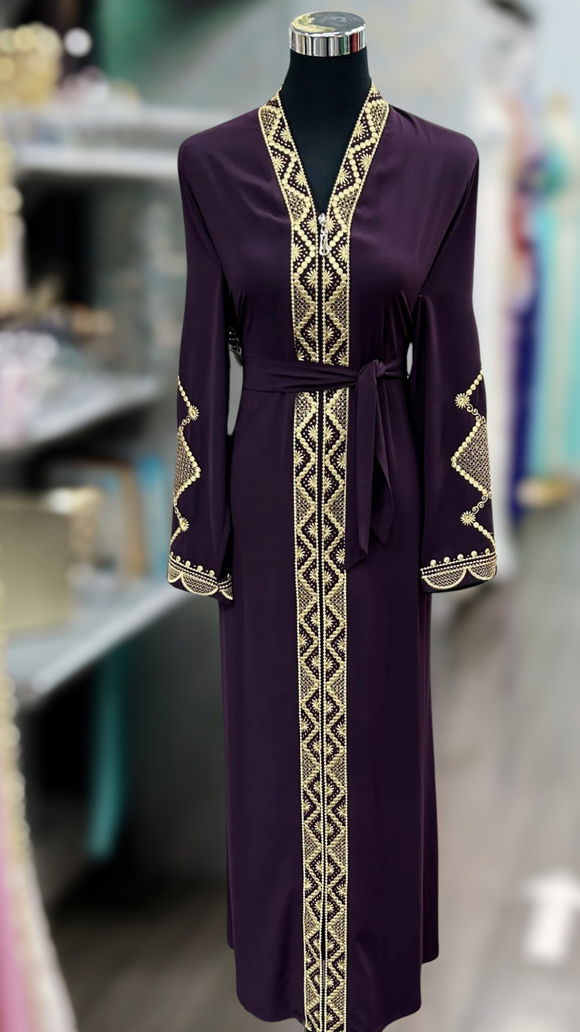 Embroidered -  Purple Abaya
