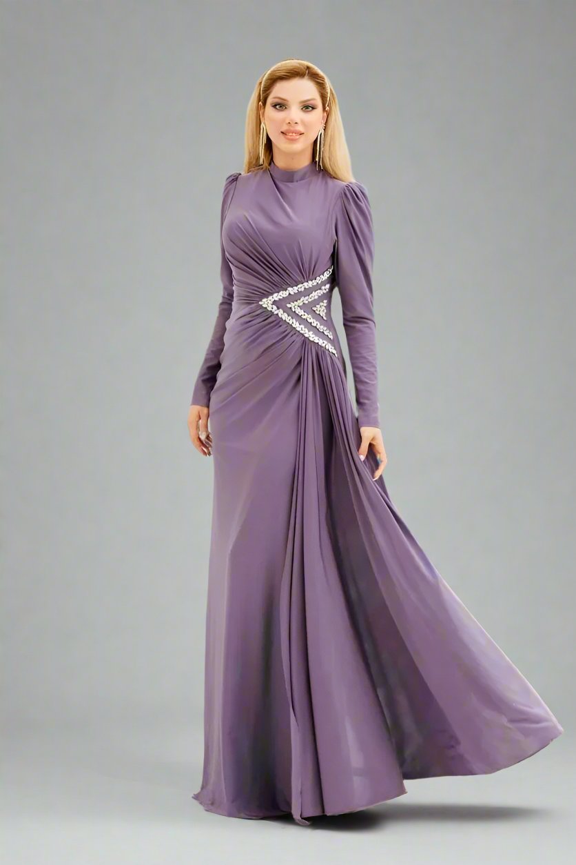 Lilac Jersey Dress embellished