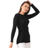 Black Long Sleeve Mid-Thigh T-Shirt-Women's T-shirt-Shopanisa