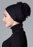 Volumizer under-scarf cap | Tie-back bonnet | Black-Head Cover Turban-Shopanisa