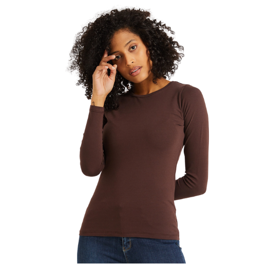 Long Sleeve T-Shirt | Brown-Women's T-shirt-Shopanisa