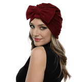 Burgundy Knotted Head Wrap-Head Cover Turban-Shopanisa