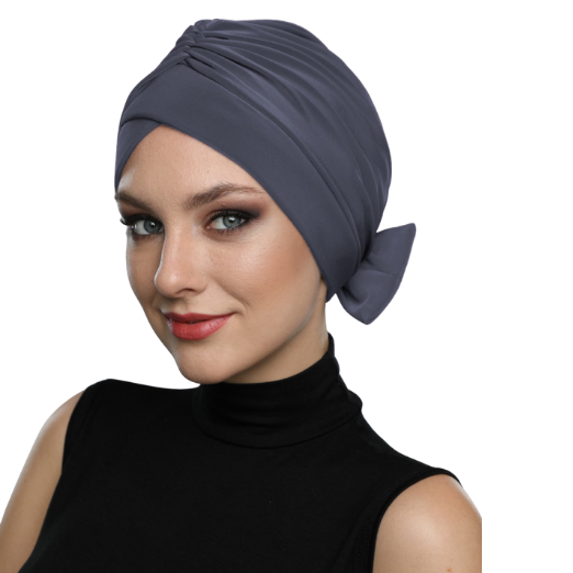 Dark Grey Knotted Head Wrap-Head Cover Turban-Shopanisa