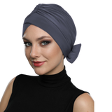 Dark Grey Knotted Head Wrap-Head Cover Turban-Shopanisa