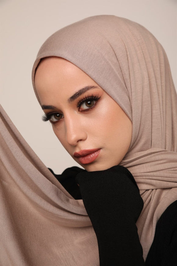 Superior Jersey Hijab - Tan Beige-Head Scarf Hijab-Shopanisa