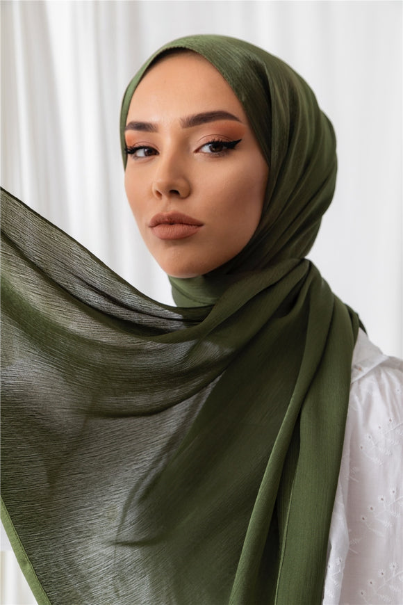 Exclusive Satin Hijab - Olive Green