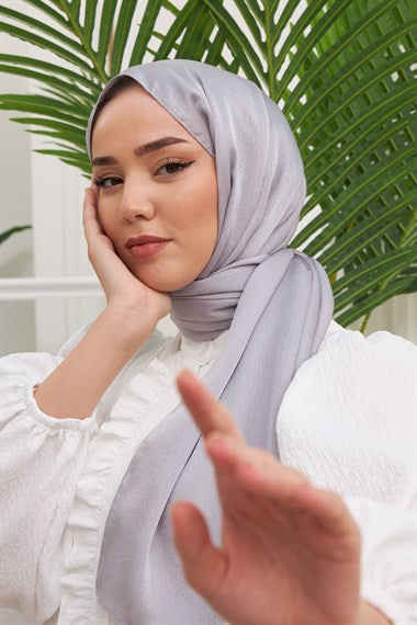 Exclusive Satin Hijab - Silver Grey