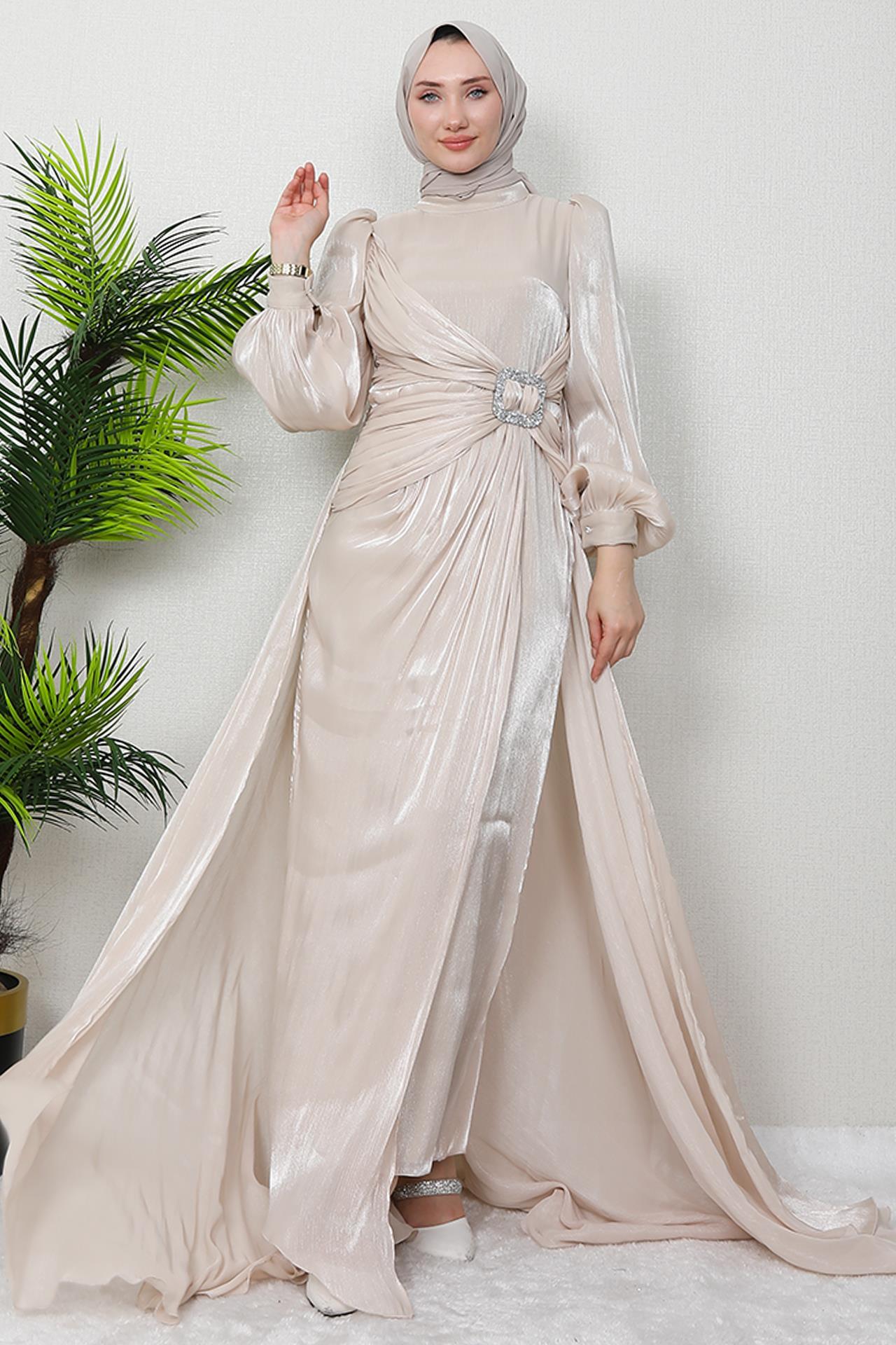 long sleeve modest dress - Chapel train