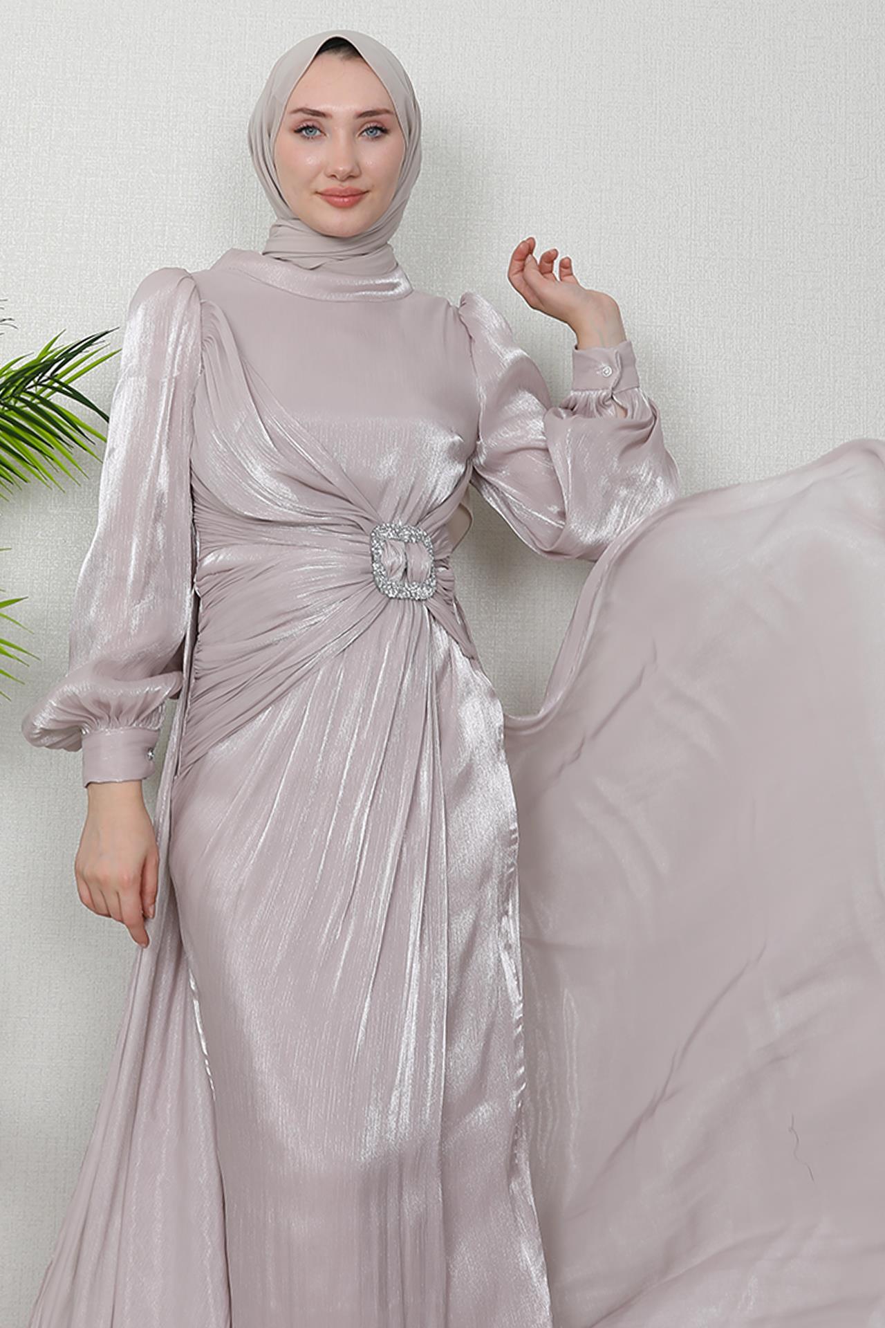 long sleeve modest dress - Chapel train