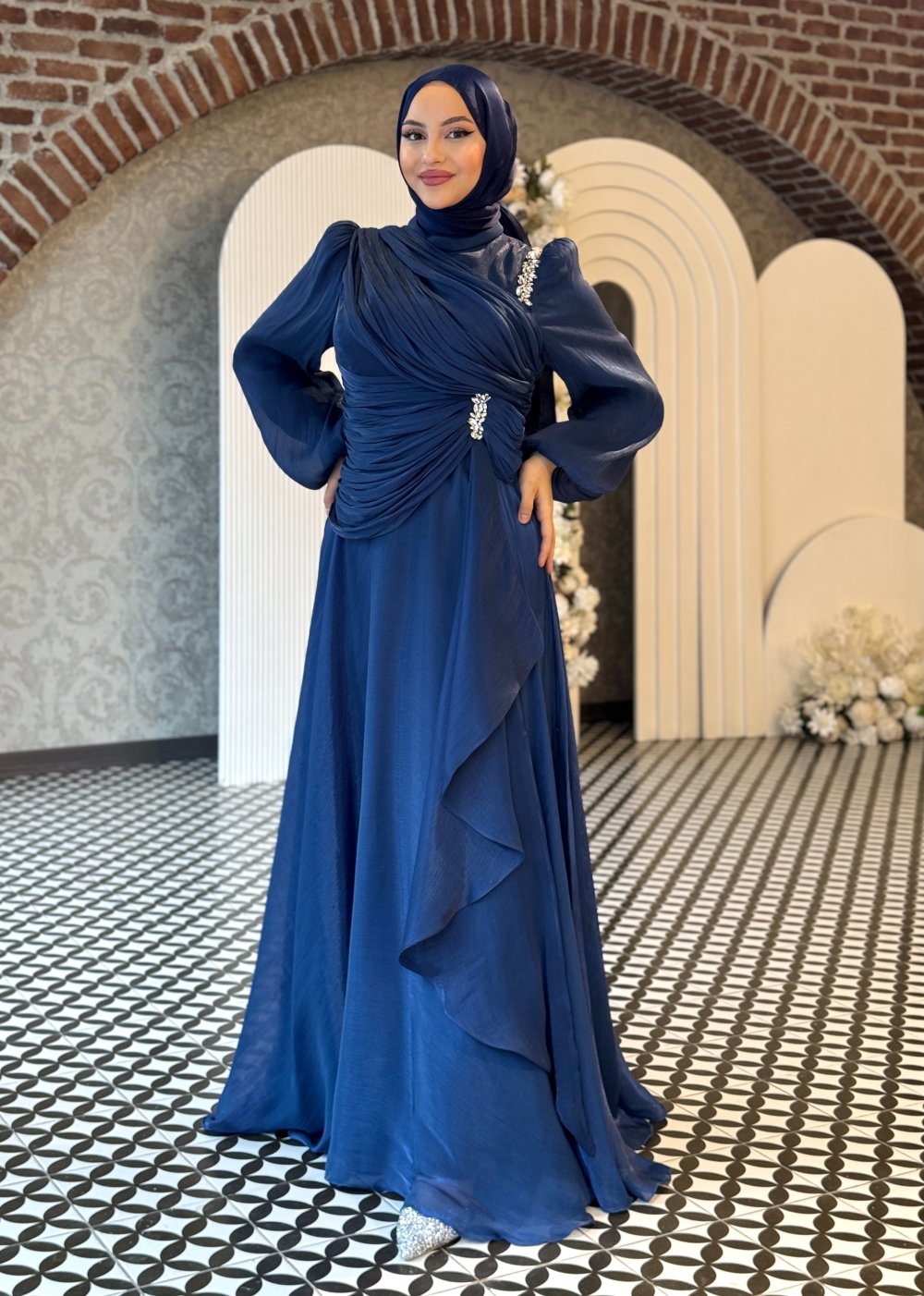 Luxury Draped Crystal Maxi Dress – Multiple Colours