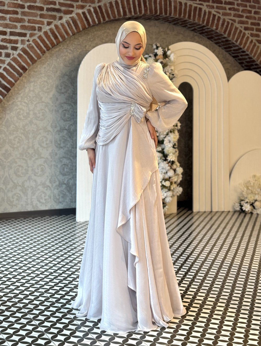 Luxury Draped Crystal Maxi Dress – Multiple Colours