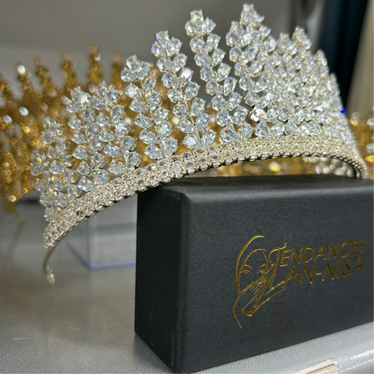 Bridal Tiara - Zirconia Silver Crown - Quinceañera - Head Accessories 001