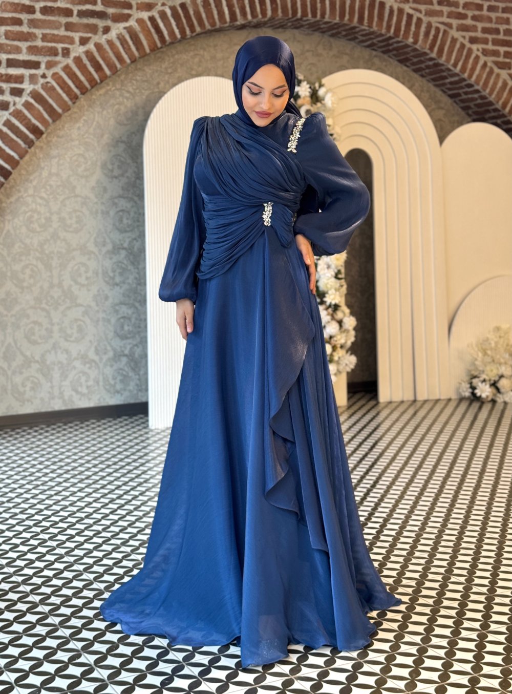 Luxury Draped Crystal Maxi Dress – Multiple Colours