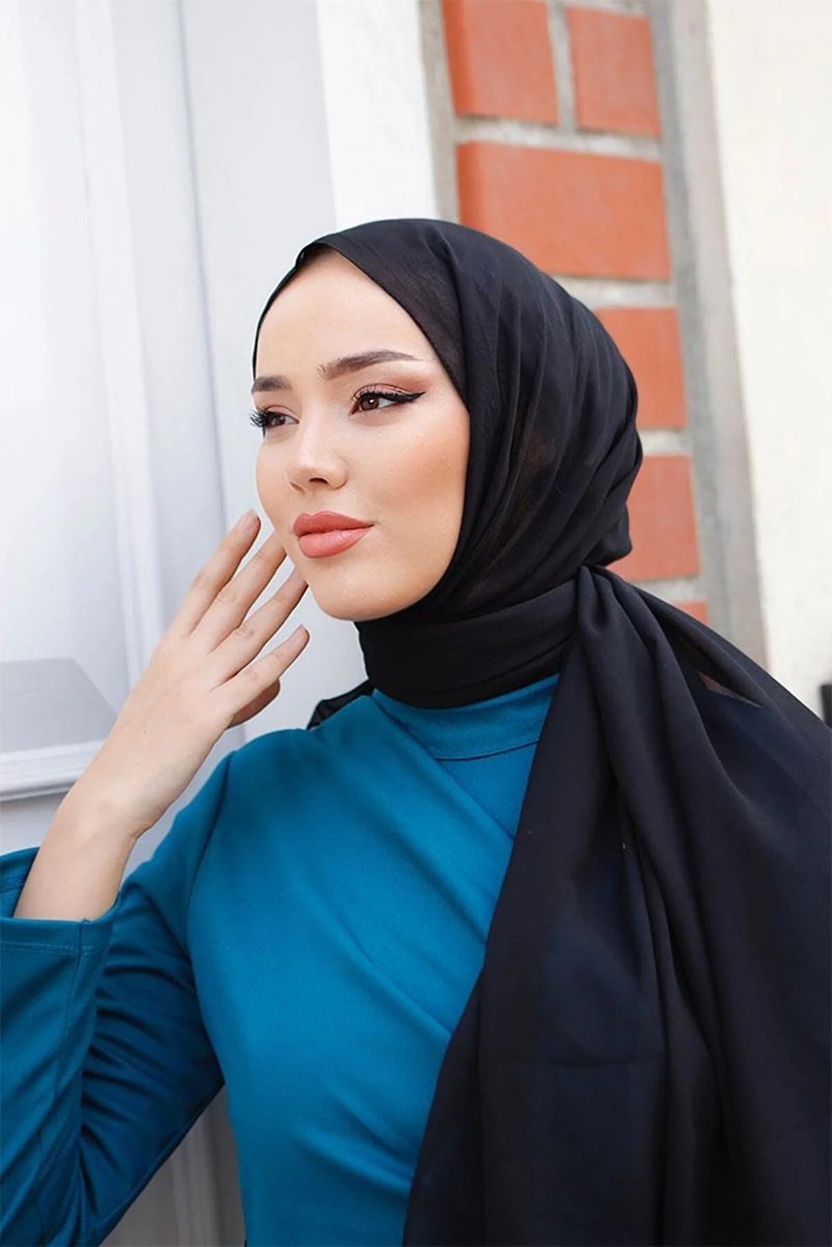 Hijab en mousseline de qualité supérieure - Noir