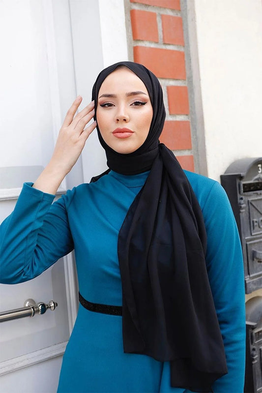 Hijab en mousseline de qualité supérieure - Noir