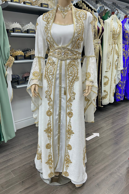 Sultana - Gold rhinestones embroidery Nikkah Kaftan