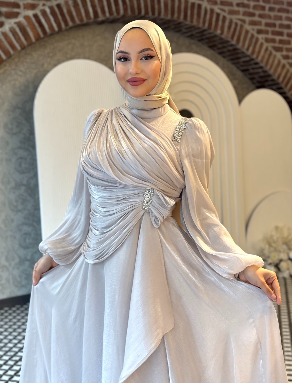 Luxury Draped Crystal Maxi Dress – Multiple Colours