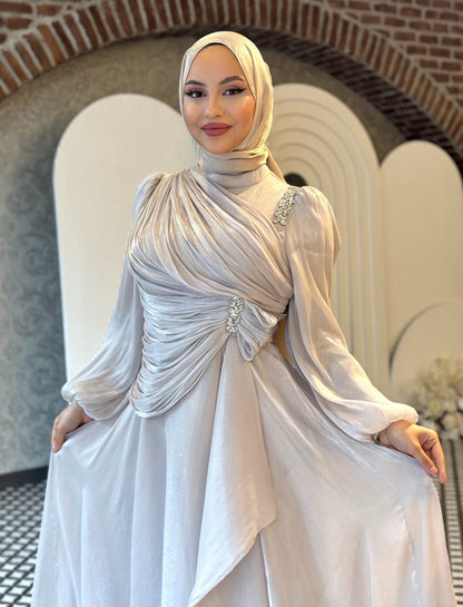 Luxury Draped Crystal Maxi Dress – Multiple Colours