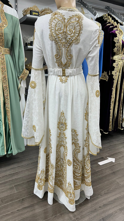 Sultana - Gold rhinestones embroidery Nikkah Kaftan