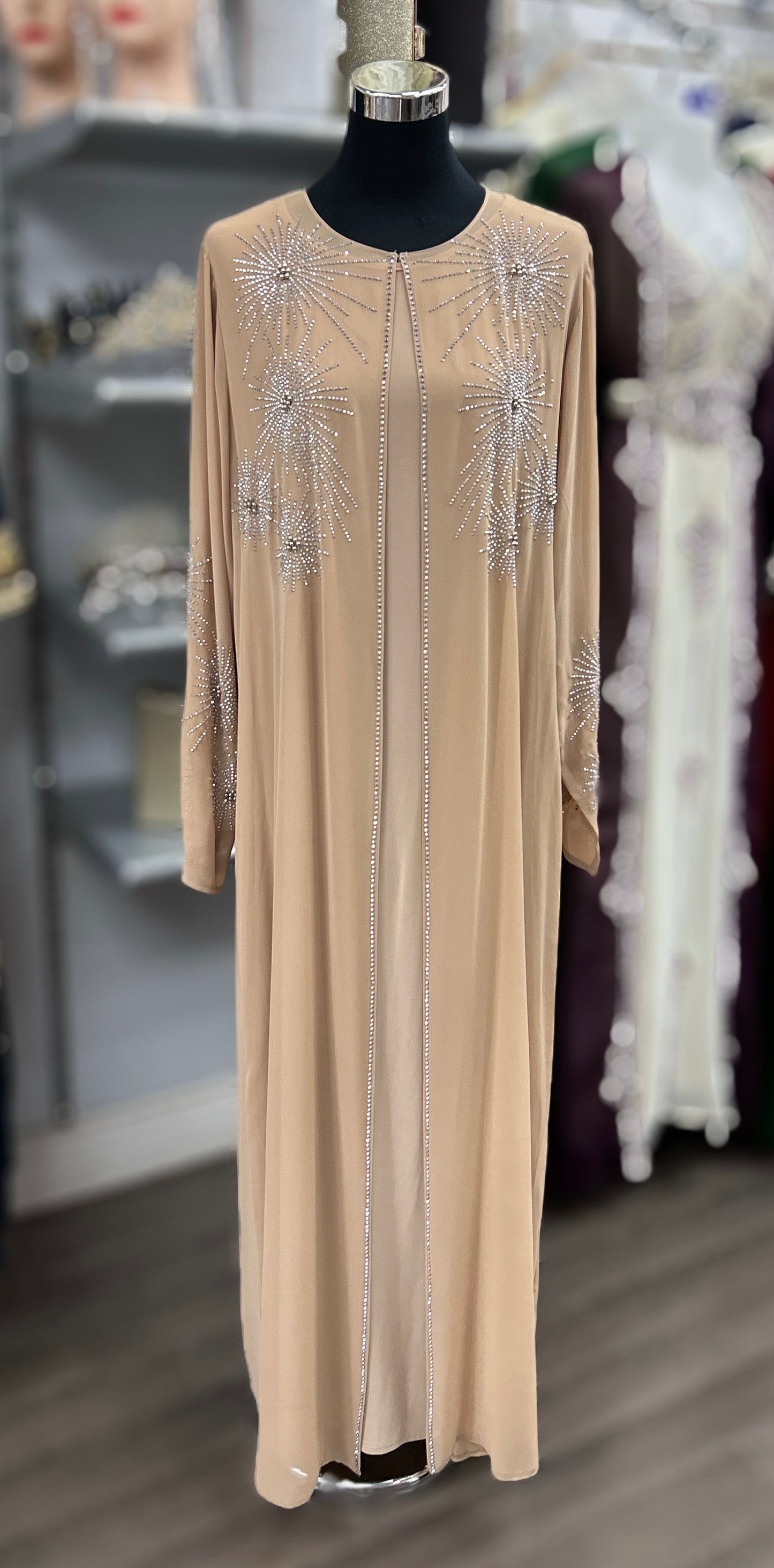 MAYA - ENSEMBLE ABAYA 2 PIÈCES TAUPE