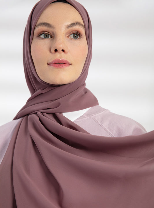 Hijab en mousseline de soie de qualité supérieure - Mauve poudré 