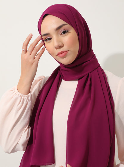 Hijab en mousseline de soie de qualité supérieure - Magenta 