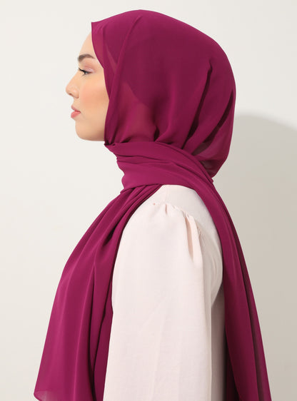 Hijab en mousseline de soie de qualité supérieure - Magenta 