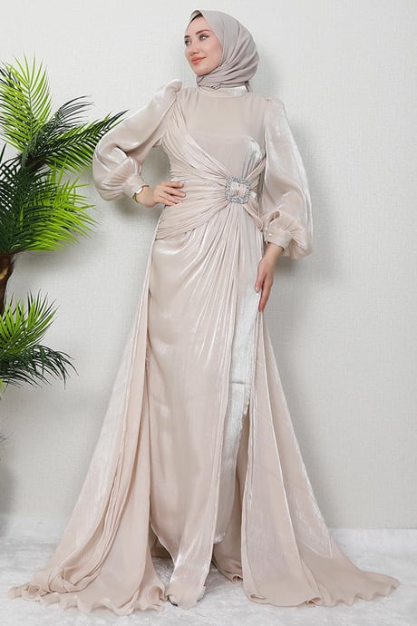 long sleeve modest dress - Chapel train