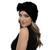 Black Bow Knotted Head Wrap-Head Cover Turban-Shopanisa