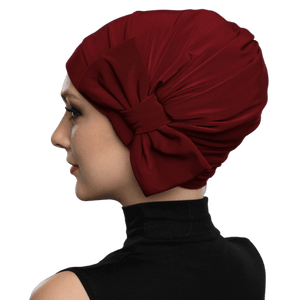 Burgundy Knotted Head Wrap-Head Cover Turban-Shopanisa