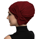 Burgundy Knotted Head Wrap-Head Cover Turban-Shopanisa