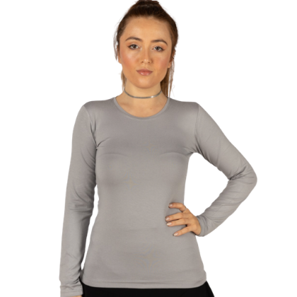 French Terry Long Sleeve Neon Accent Shirt Top (Grey)