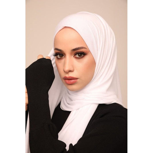 Superior Jersey Hijab - White-Head Scarf Hijab-Shopanisa