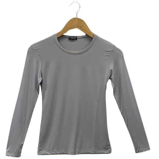 Light Grey Long Sleeve T-Shirt-Women's T-shirt-Shopanisa