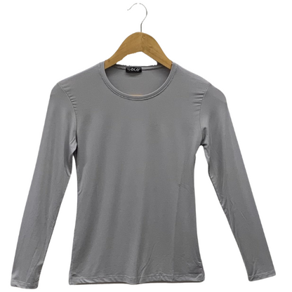 Light Grey Long Sleeve T-Shirt-Women's T-shirt-Shopanisa