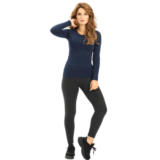 Blue Navy Long Sleeve T-Shirt-Women's T-shirt-Shopanisa