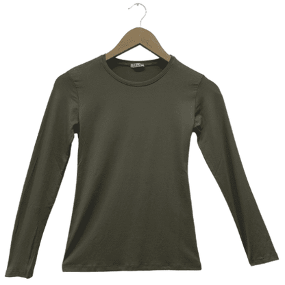 Army Green Long Sleeve T-Shirt-Women's T-shirt-Shopanisa