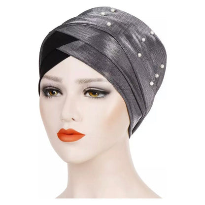 Gold Pearl Pre-Tied Head Wrap-Head Cover-Shopanisa