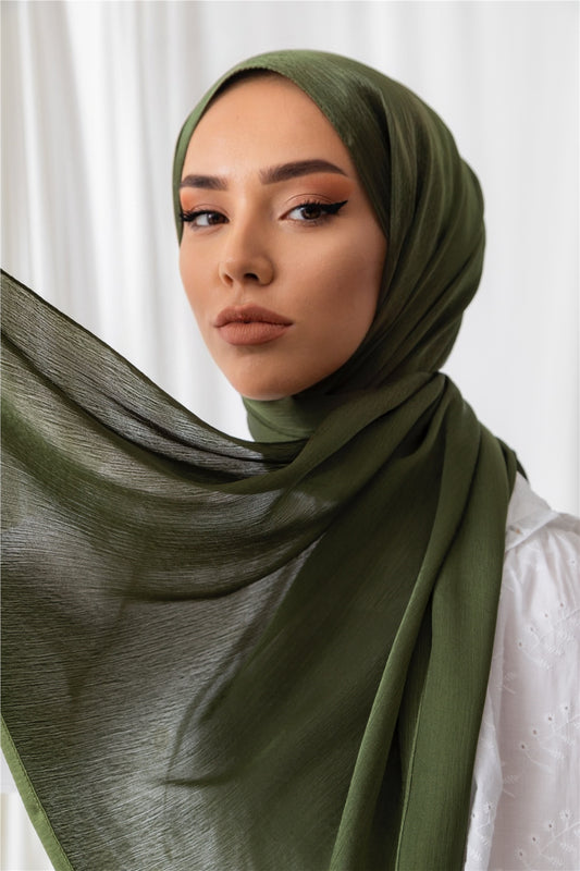 Hijab Satin Exclusif - Vert Olive