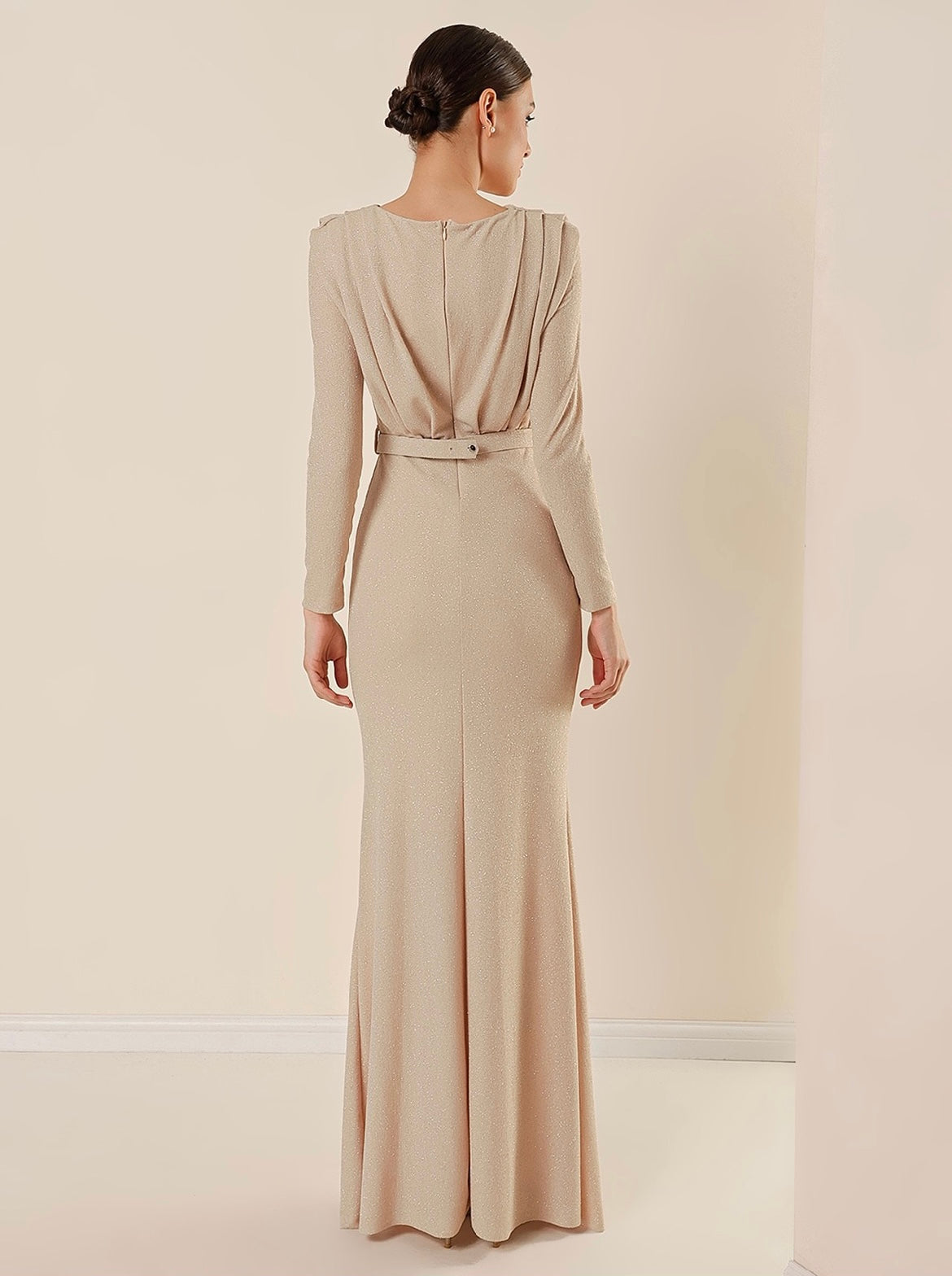 Mermaid Long Sleeve Dress - Nude